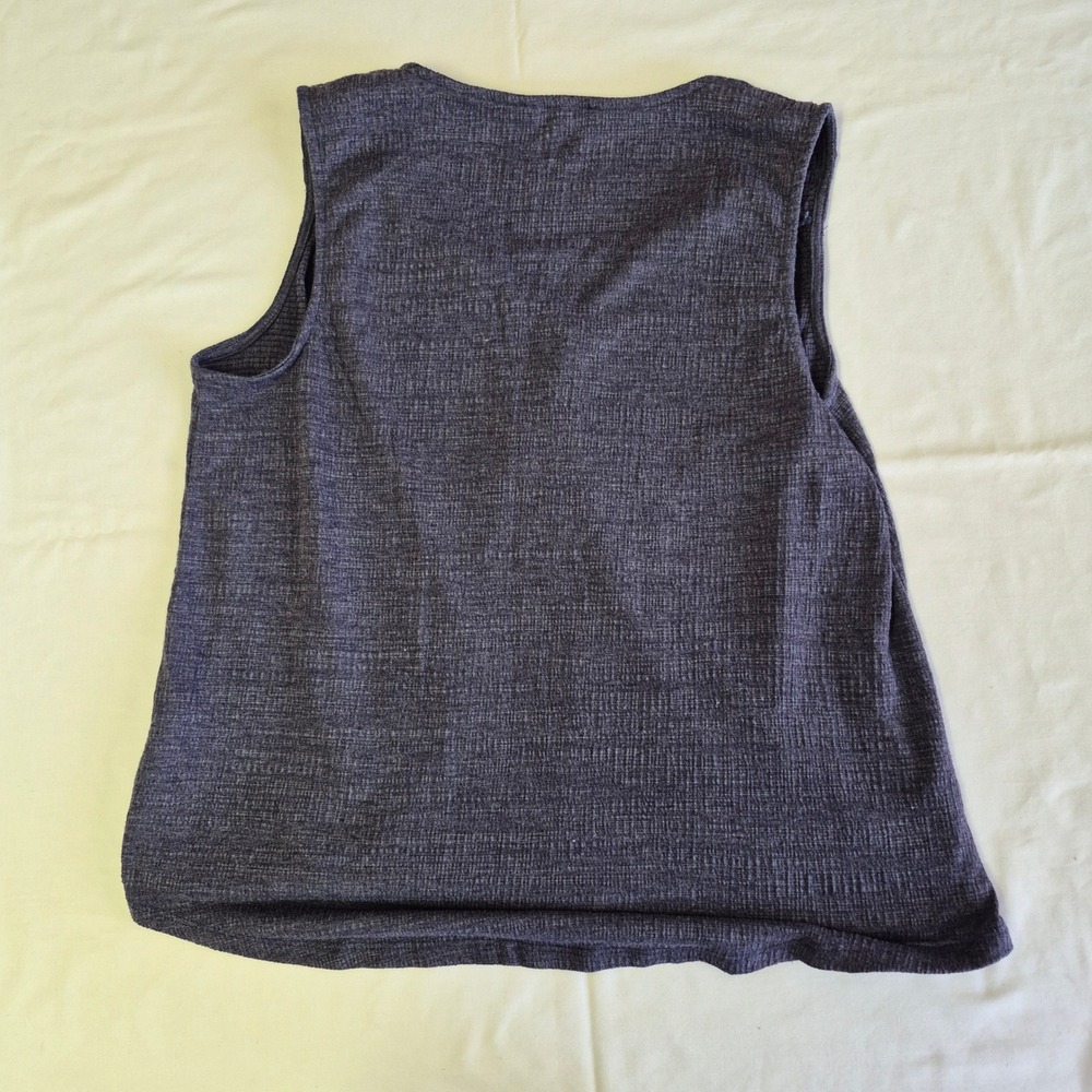Cable & Gauge Womens Large Gray Sleeveless Faux Wrap V-Neck Textured Knit Top